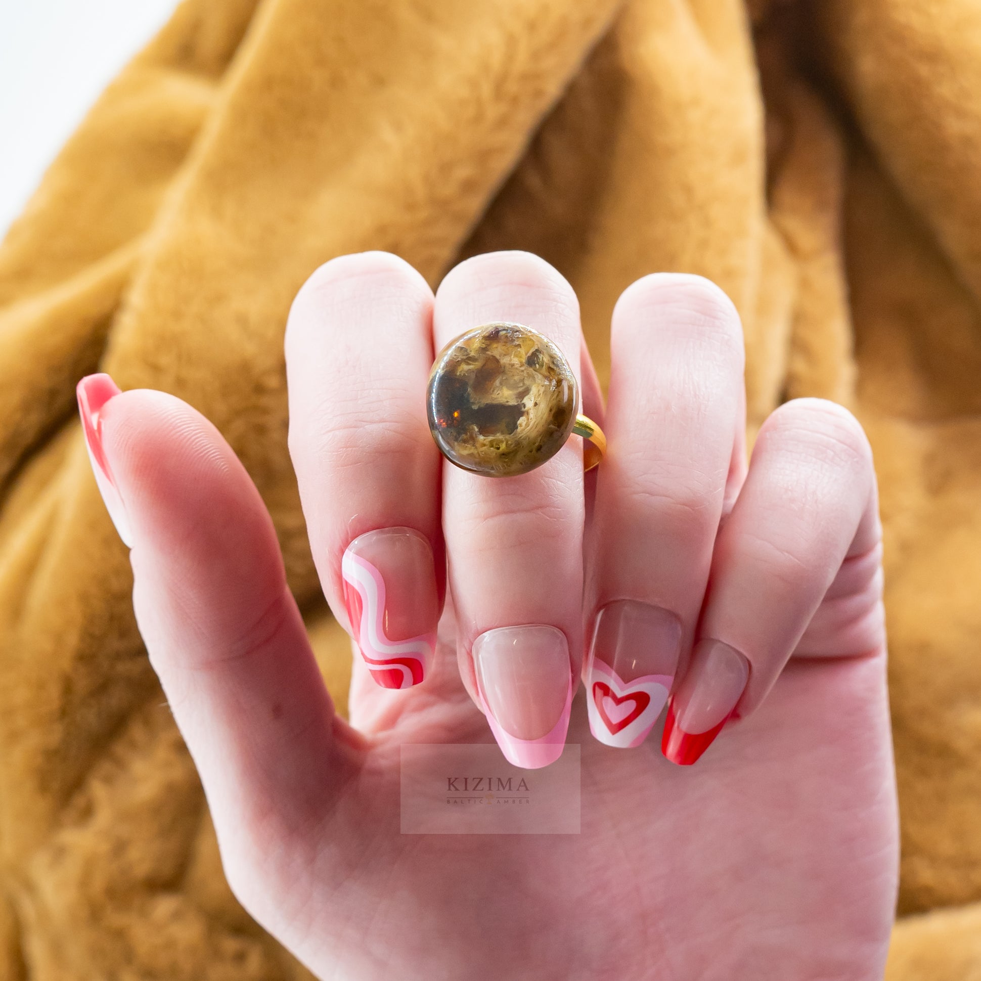 USA Ring Certified Natural Amber Authors design Handmade KIZIMA