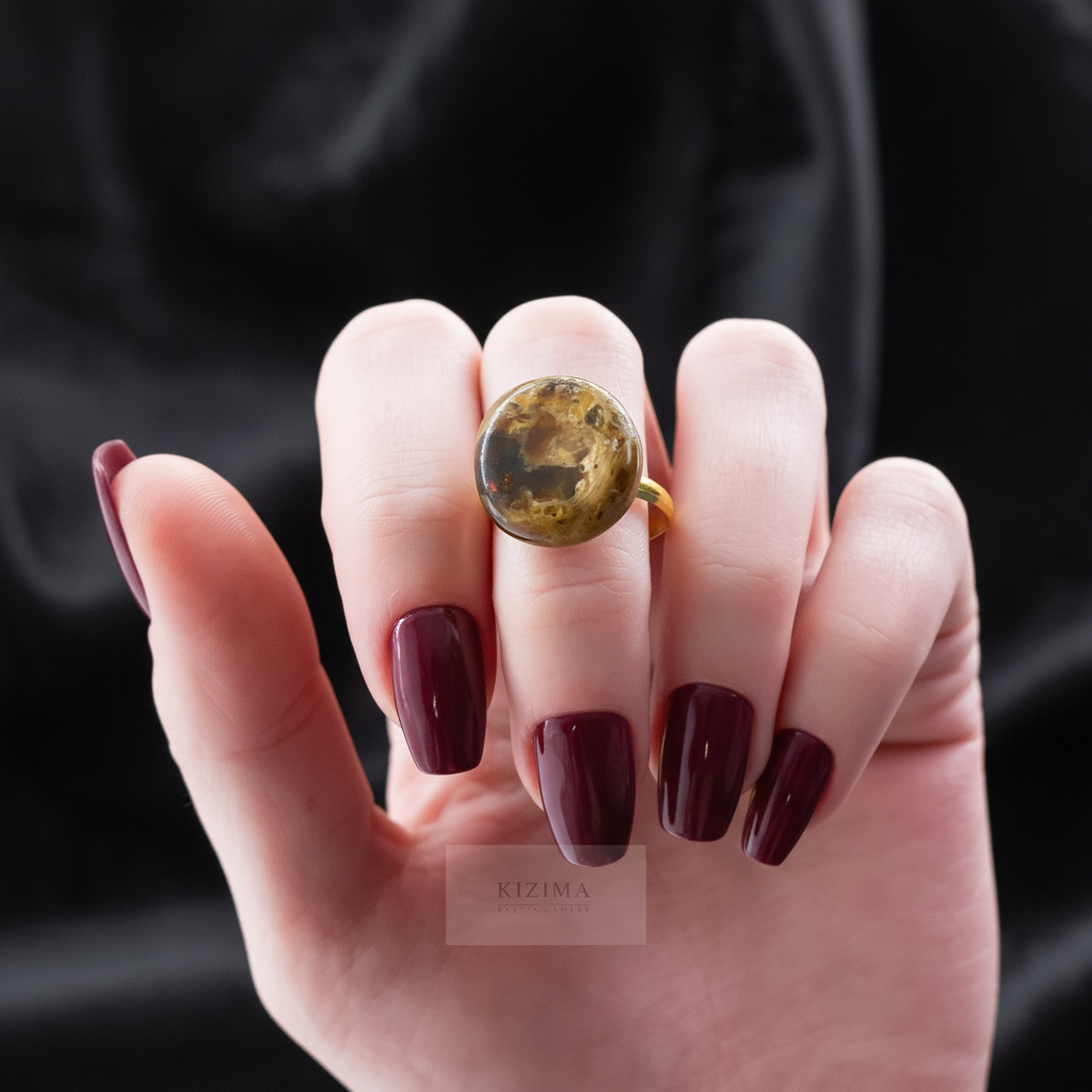 Certified natural amber ring by KIZIMA® — handmade in USA, additional view