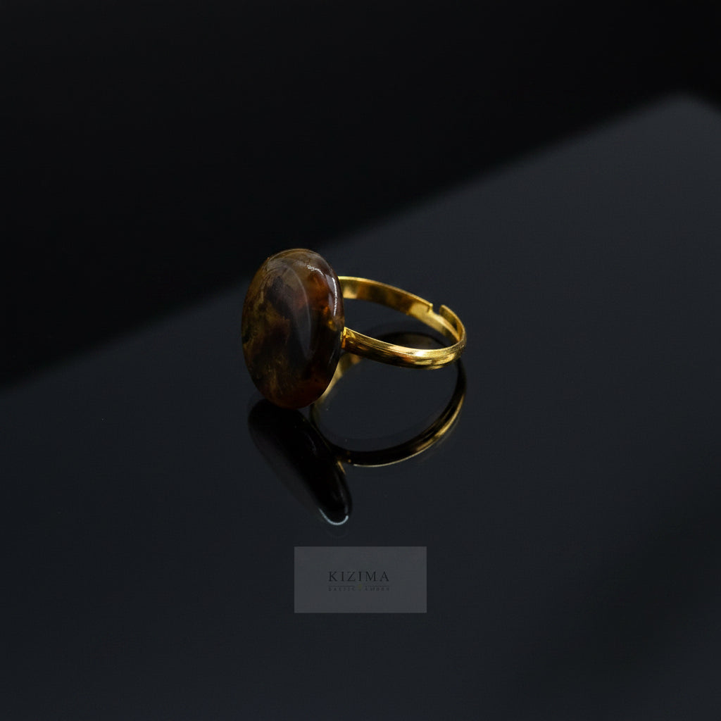 Handmade certified natural Baltic amber ring by KIZIMA® — natural amber jewelry, made in USA