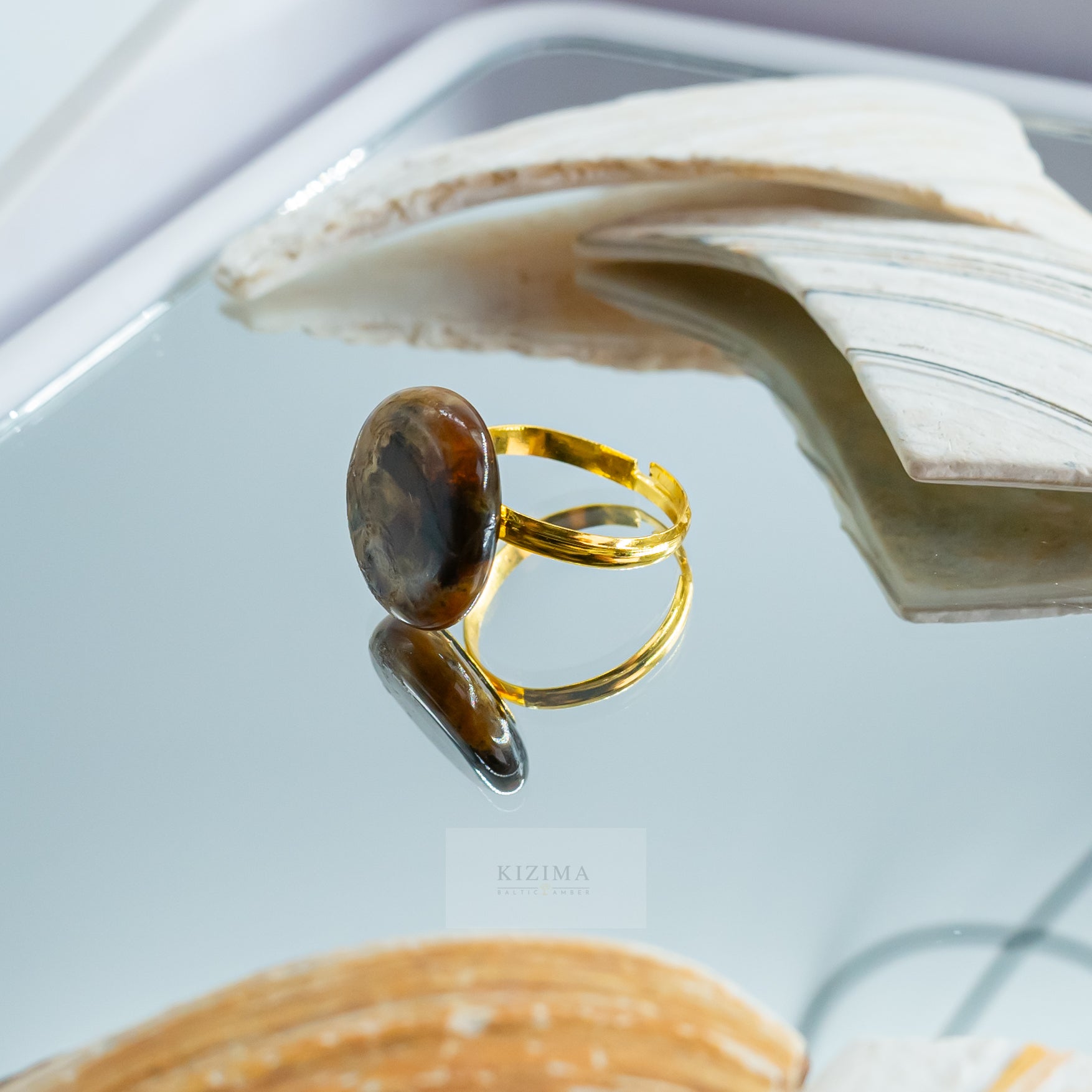 USA Ring Certified Natural Amber Authors design Handmade KIZIMA