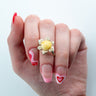 Handmade Baltic amber flower ring by KIZIMA® — natural amber jewelry, made in USA