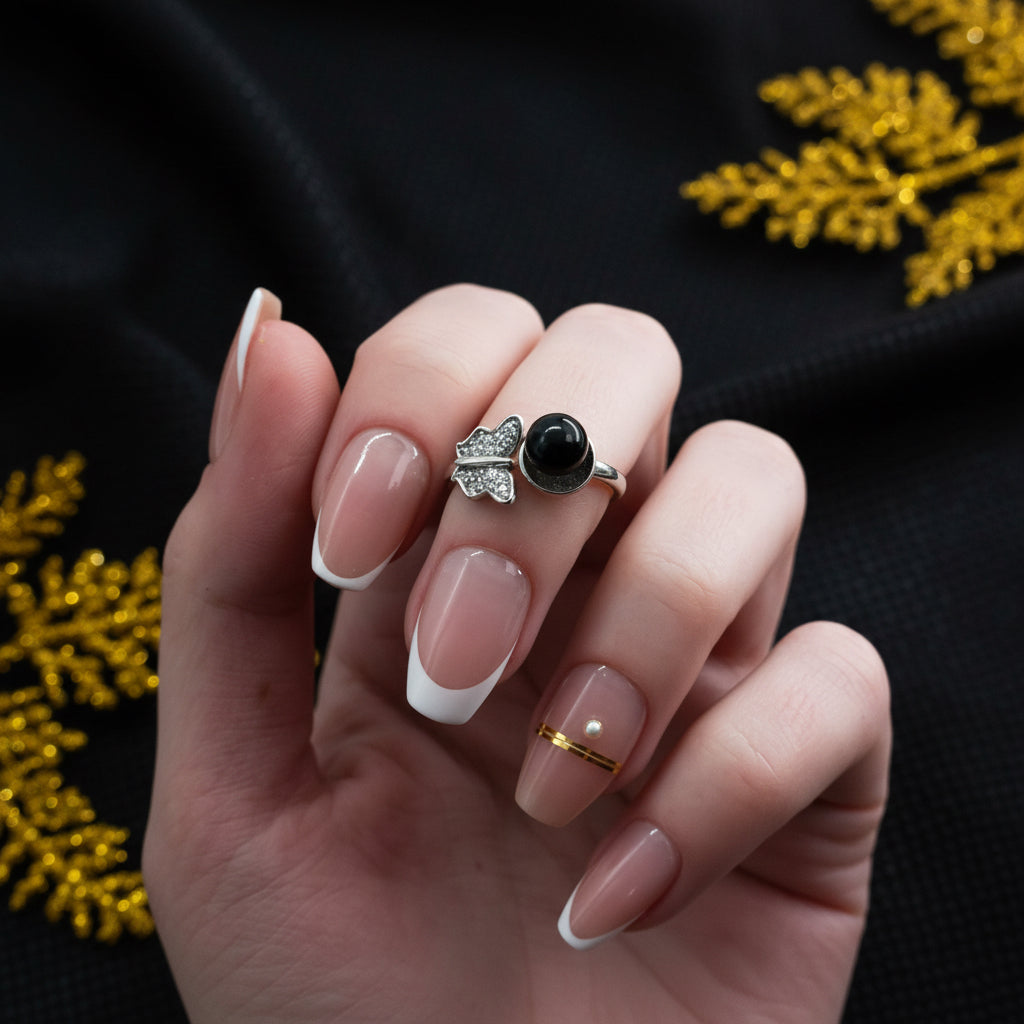 Handmade black Baltic amber ring by KIZIMA® — rare dark amber jewelry, made in USA