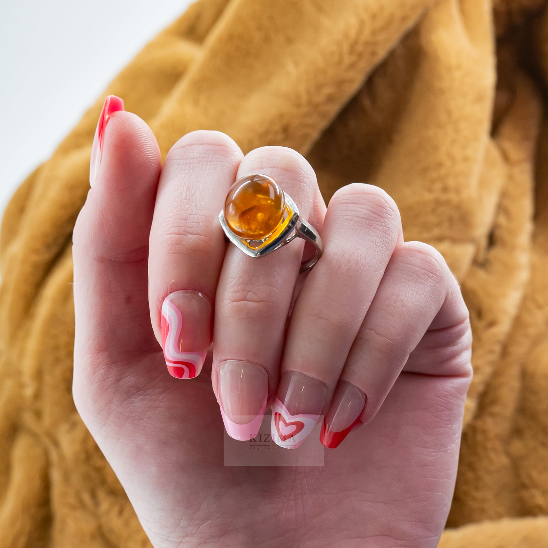 USA Ring Certified Natural Amber Authors design Handmade KIZIMA