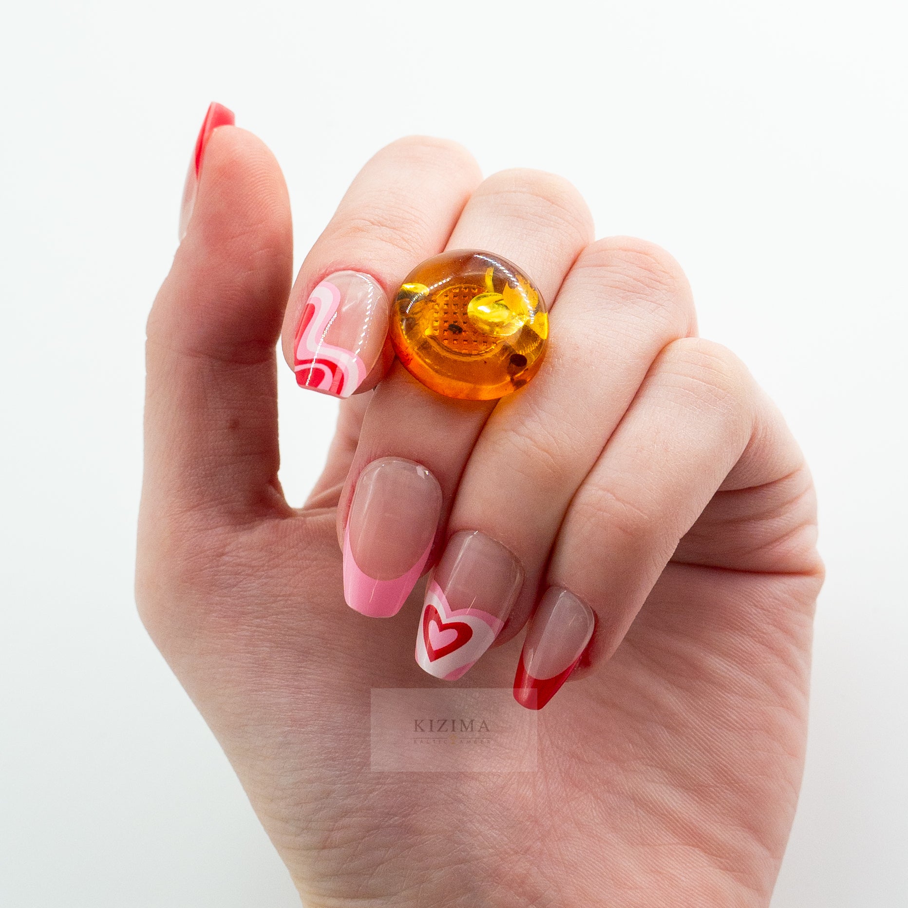 USA Ring Certified Natural Amber Cognac Authors design Handmade KIZIMA