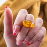 Handmade cognac Baltic amber ring by KIZIMA® — natural amber artisan jewelry, made in USA