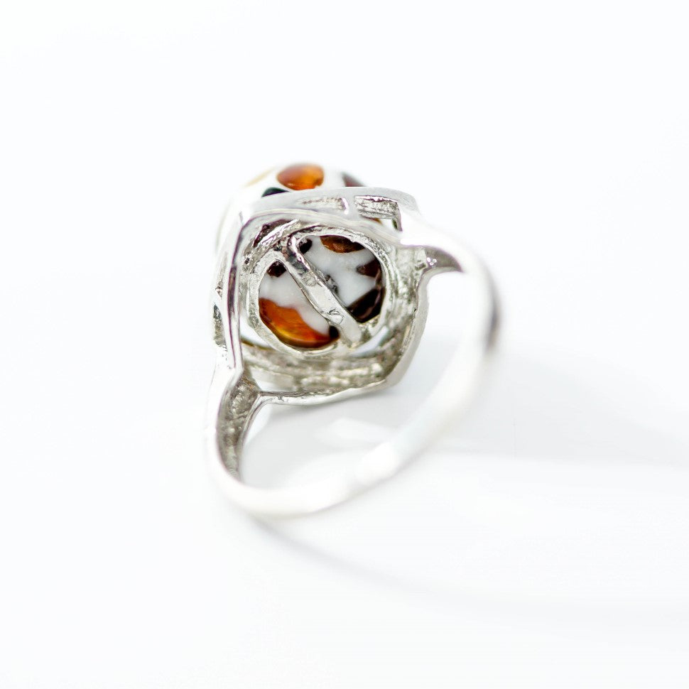 USA Ring Designer with amber mosaic Handmade KIZIMA