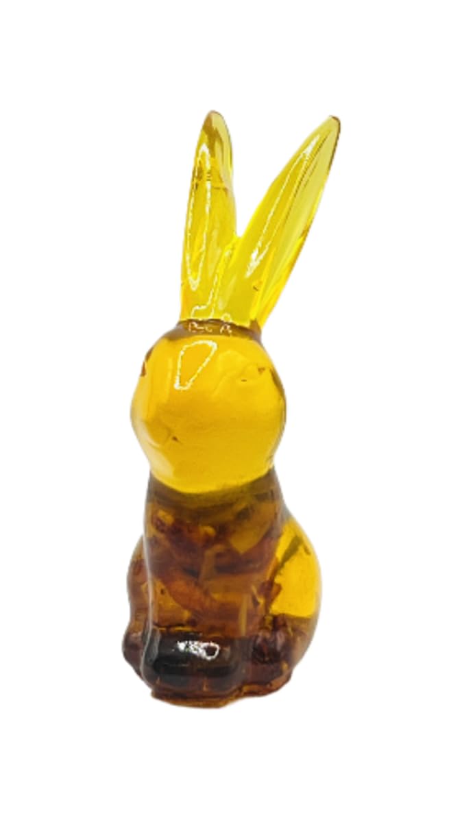 USA Handmade Amber Rabbit Figurine, Easter Decor Collection, Translucent Yellow, KIZIMA