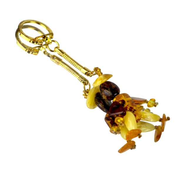 Handmade Amber Keychain – Natural Baltic Amber Man-Shaped Charm – Car Accessory or Gift for Men – Protective Amulet