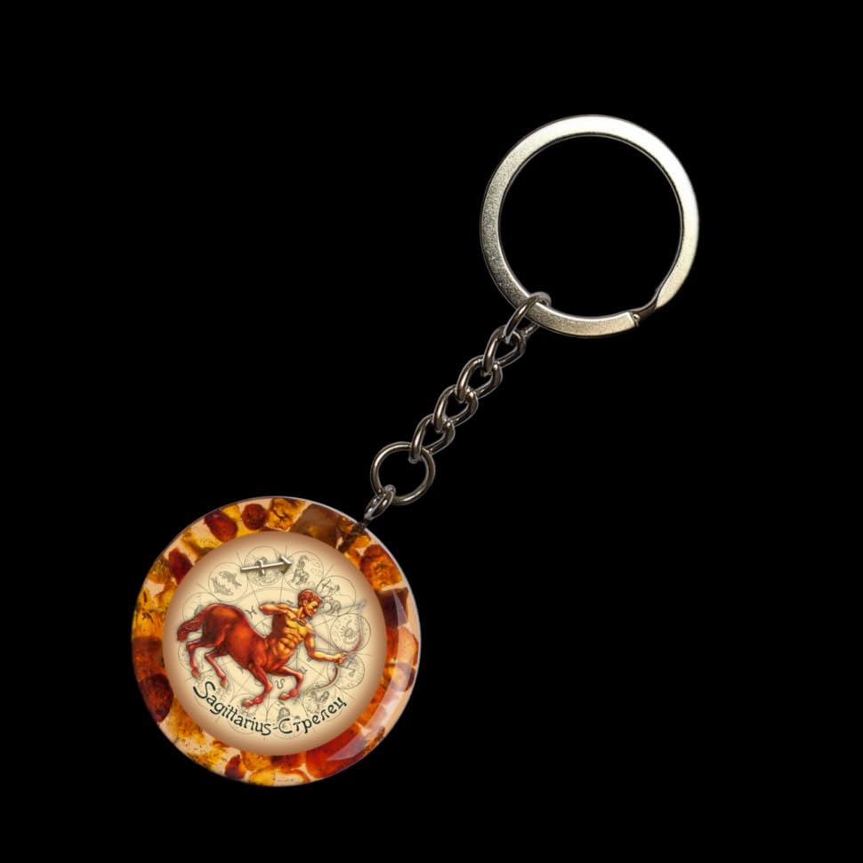 KIZIMA USA Handmade Baltic Amber Keychain Sagittarius zodiac sign Gift 2026, a gift from New York