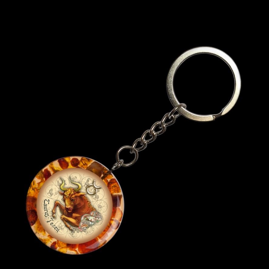 KIZIMA USA Handmade Baltic Amber Keychain Taurus zodiac sign Gift 2026