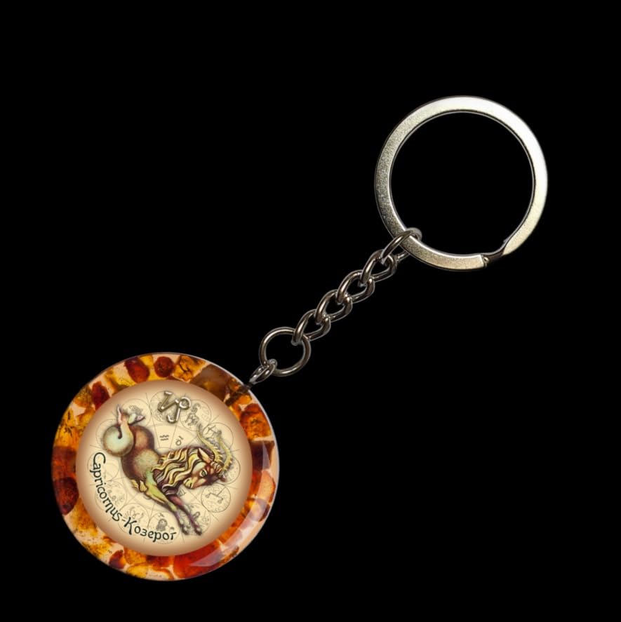 KIZIMA USA Handmade Baltic Amber Keychain Capricorn zodiac sign Gift 2026