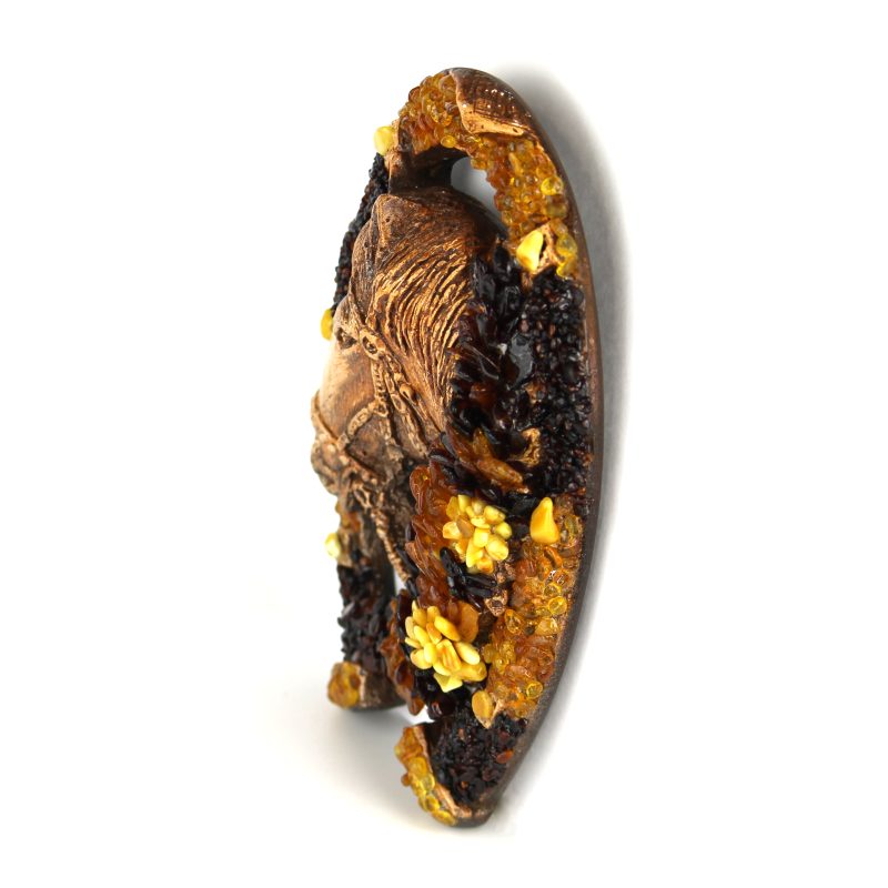 Luxury Amber Horseshoe with Horse Head – Handmade Baltic Amber Lucky Talisman KIZIMA