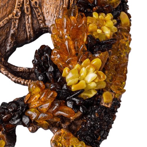 Luxury Amber Horseshoe with Horse Head – Handmade Baltic Amber Lucky Talisman KIZIMA