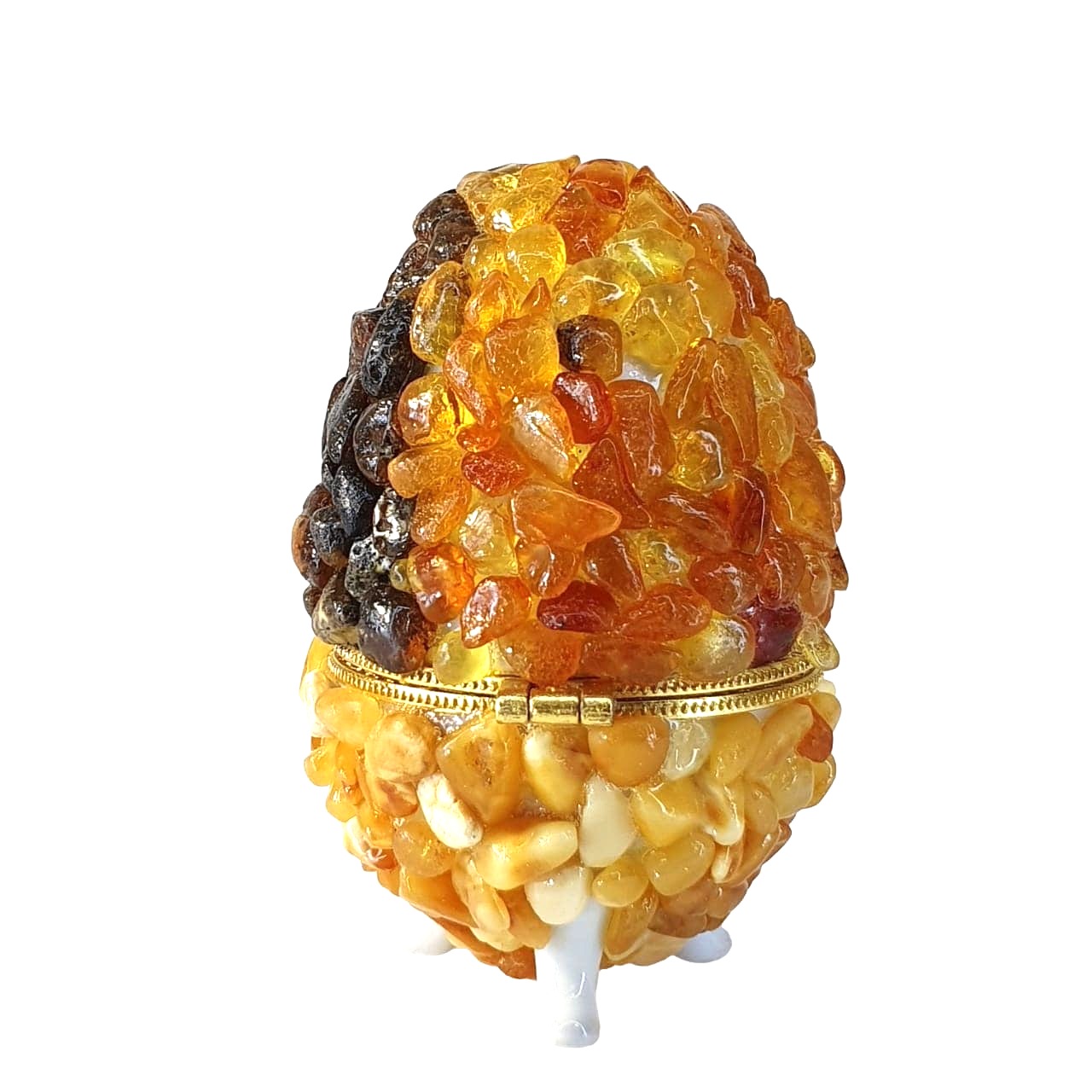 USA Handmade Jewelry Box Faberge Egg Natural Baltic Amber KIZIMA