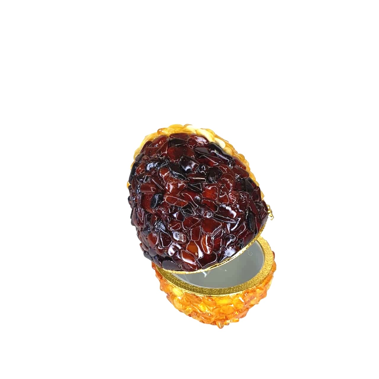 USA Handmade Jewelry Box Faberge Egg Natural Baltic Amber KIZIMA
