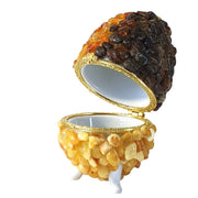 USA Handmade Jewelry Box Faberge Egg Natural Baltic Amber KIZIMA