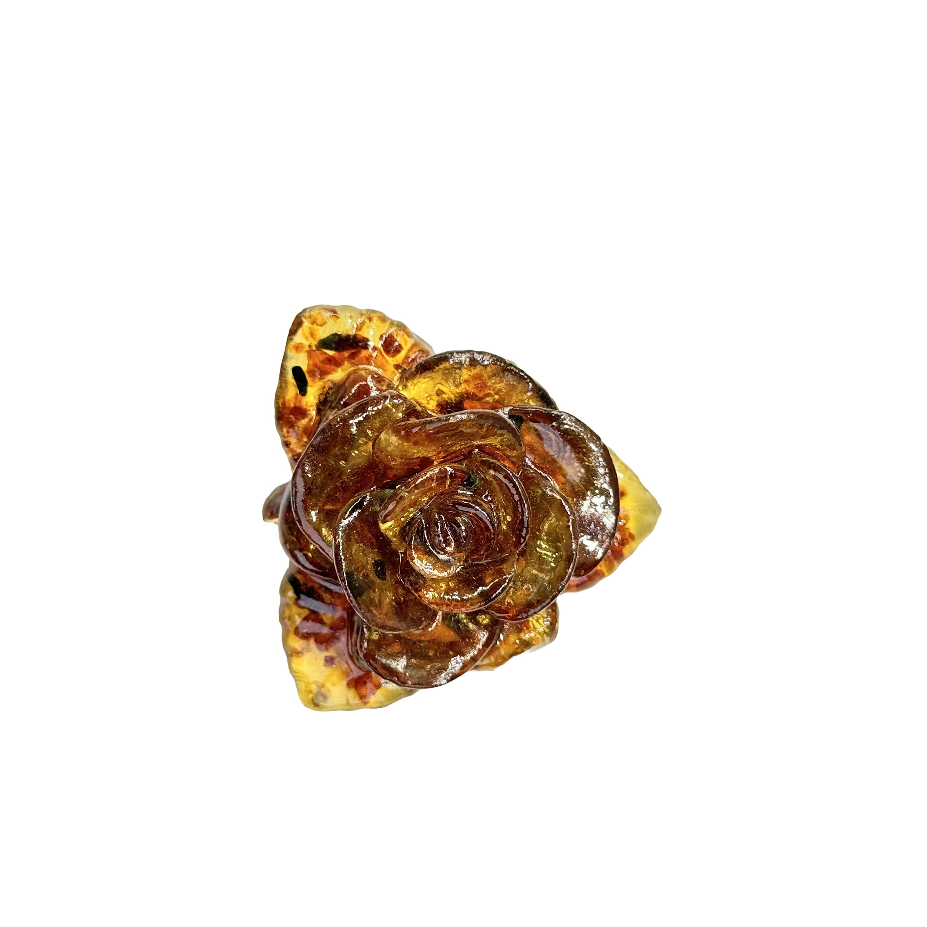 USA HANDMADE Amber Rose Brooch Brown Valentine's Day Gift KIZIMA