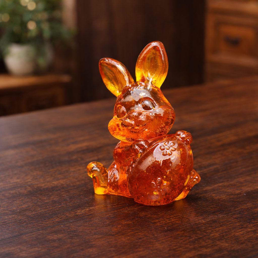 Lapin ambré tenant un œuf