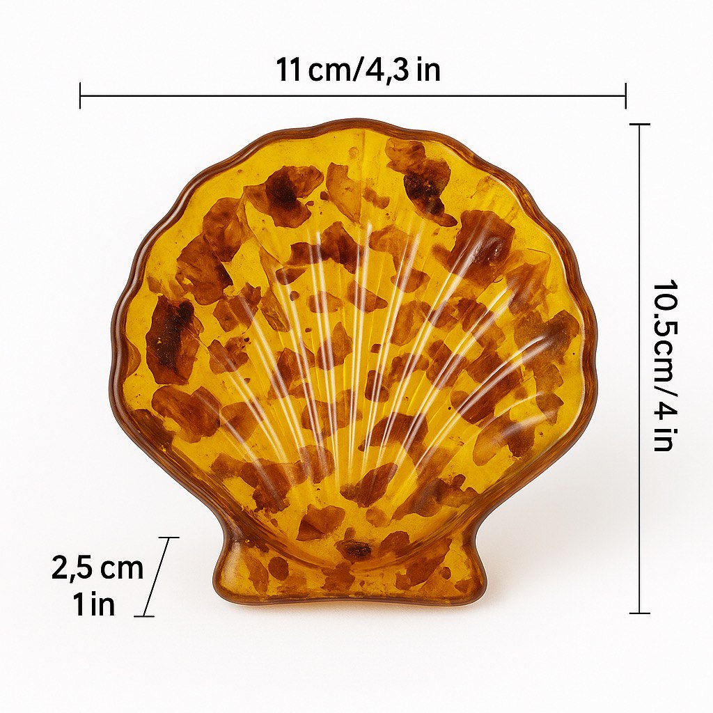 Handmade Plate Decorative Shell with Amber stones Home Decorating gift for Mother's Day