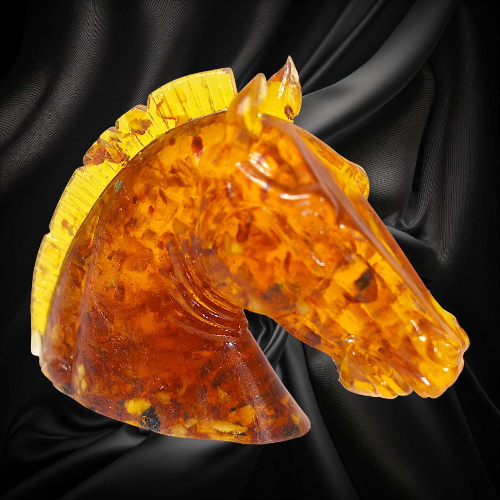 Christmas Amber Horse Sculpture Gift – Handmade Figurine | Unique Holiday Keepsake | Genuine Amber Collectible KIZIMA USA