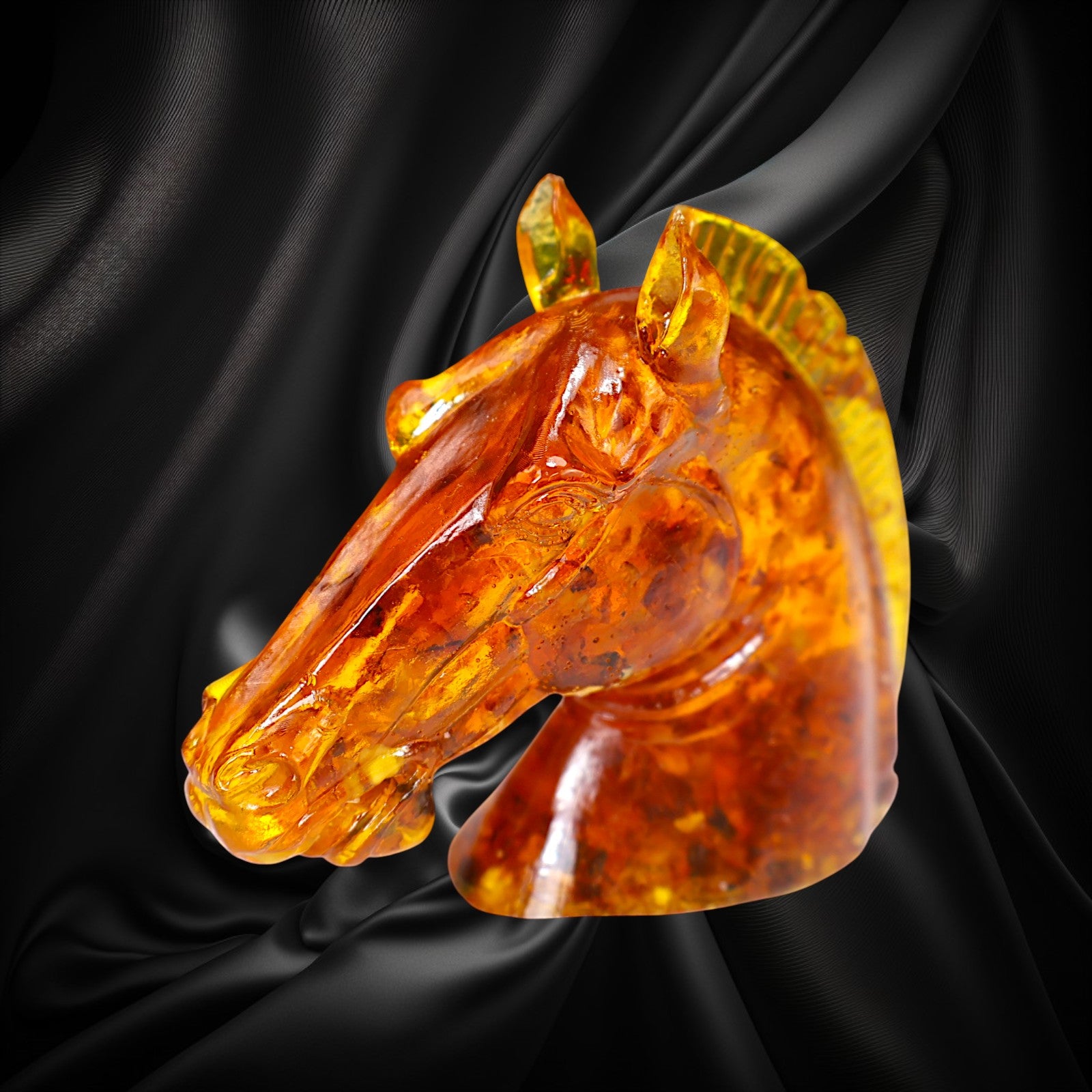 Christmas Amber Horse Sculpture Gift – Handmade Figurine | Unique Holiday Keepsake | Genuine Amber Collectible KIZIMA USA