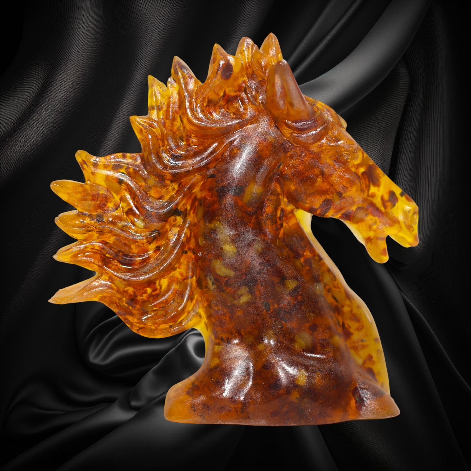 Amber Horse Bookend Handmade KIZIMA 2026 Symbol – Luxury Business Gift for Men