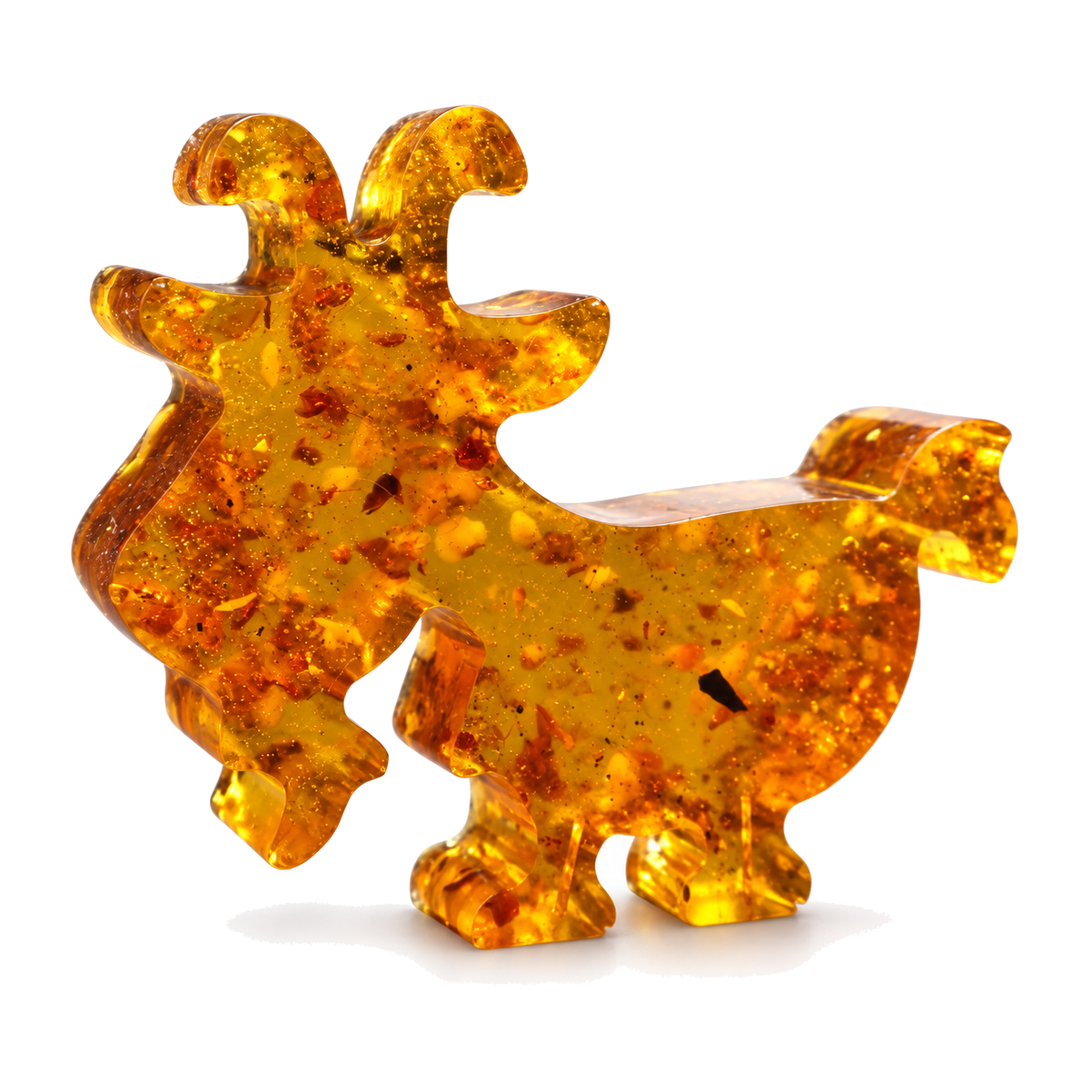 KIZIMA 49GOAT1Q68-9-1-8 amber Yule goat on white background