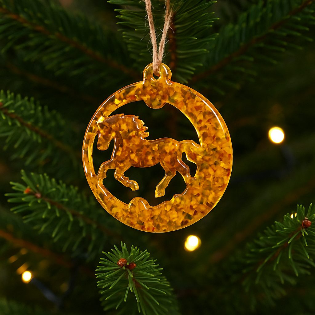 USA Horse Handmade Amber Ornament Symbol of 2026 KIZIMA