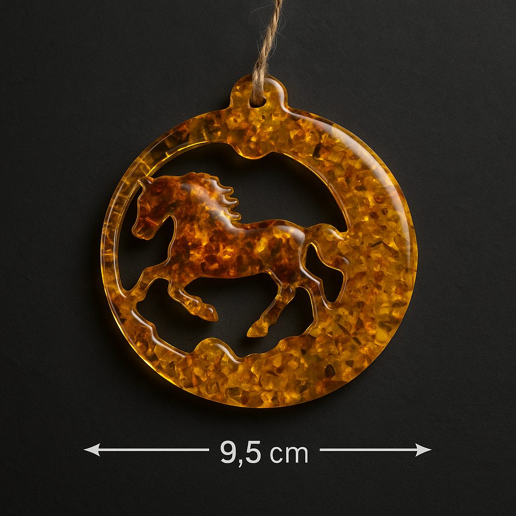 USA Horse Handmade Amber Ornament Symbol of 2026 KIZIMA