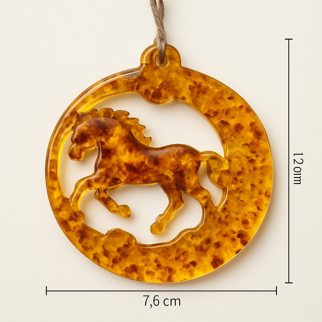 USA Horse Handmade Amber Ornament Symbol of 2026 KIZIMA