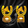 Baltic amber horseshoe and horse head candlesticks, handmade by KIZIMA New York