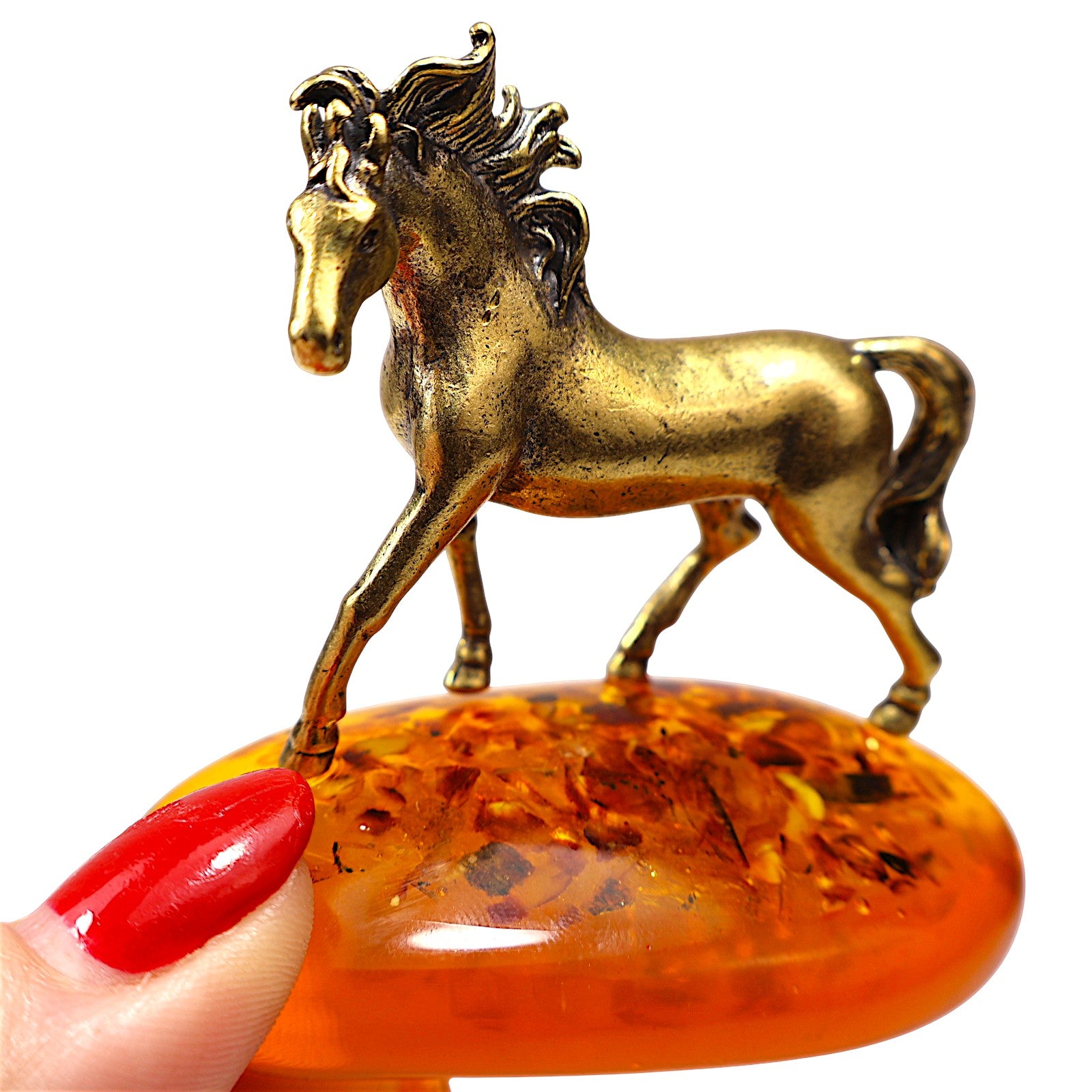 Exclusive Horse Figurine on Natural Baltic Amber | Luxury Business Gift for Him | Handcrafted by KIZIMA USA New York