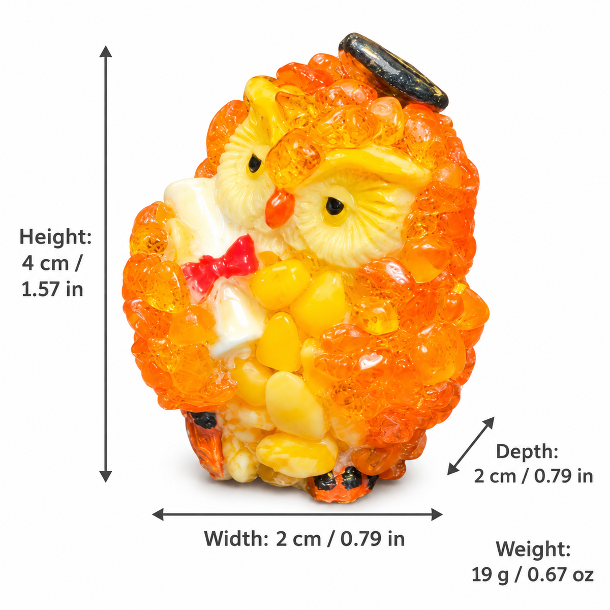 Graduation owl dimensions: height 4 cm, width 2 cm, depth 2 cm, weight 19 g