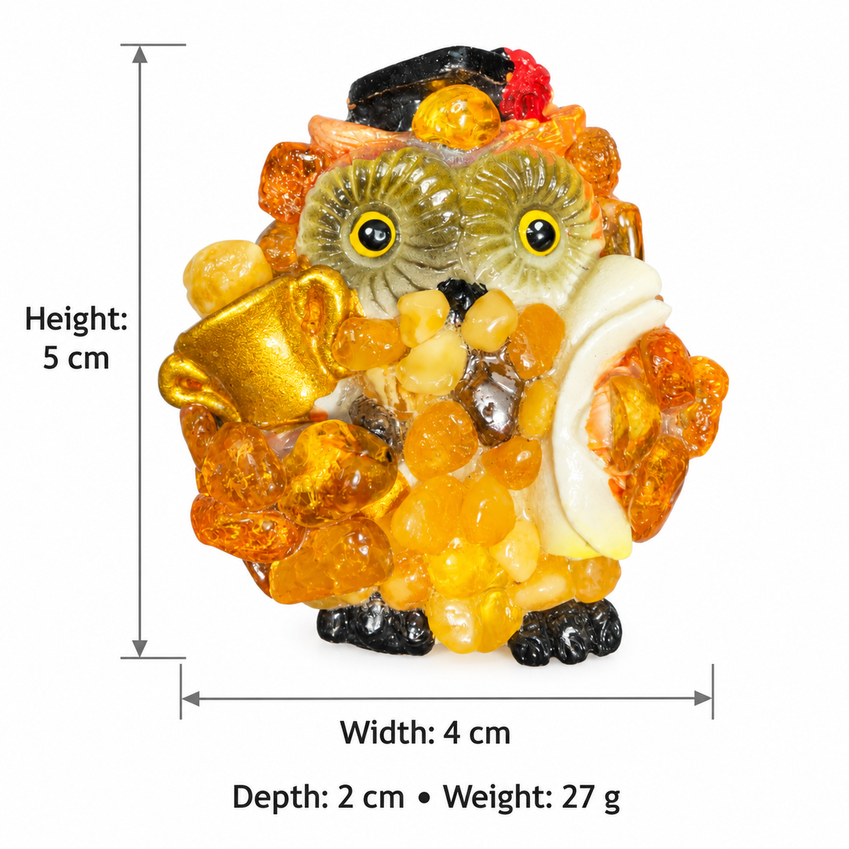 Owl refrigerator magnet dimensions: height 5 cm, width 4 cm, depth 2 cm, weight 27 g