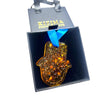 Baltic amber Hamsa hand amulet, handmade by KIZIMA New York