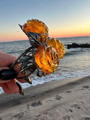 Vintage amber and sterling silver bracelet by KIZIMA® — handmade in USA, side angle
