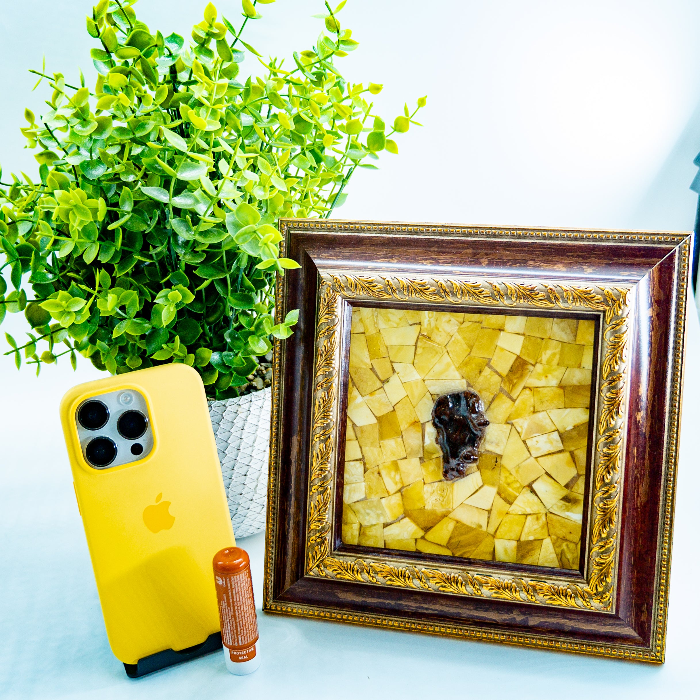 Amber Wall Art Thinker | Handmade Baltic Amber Decor by KIZIMA USA