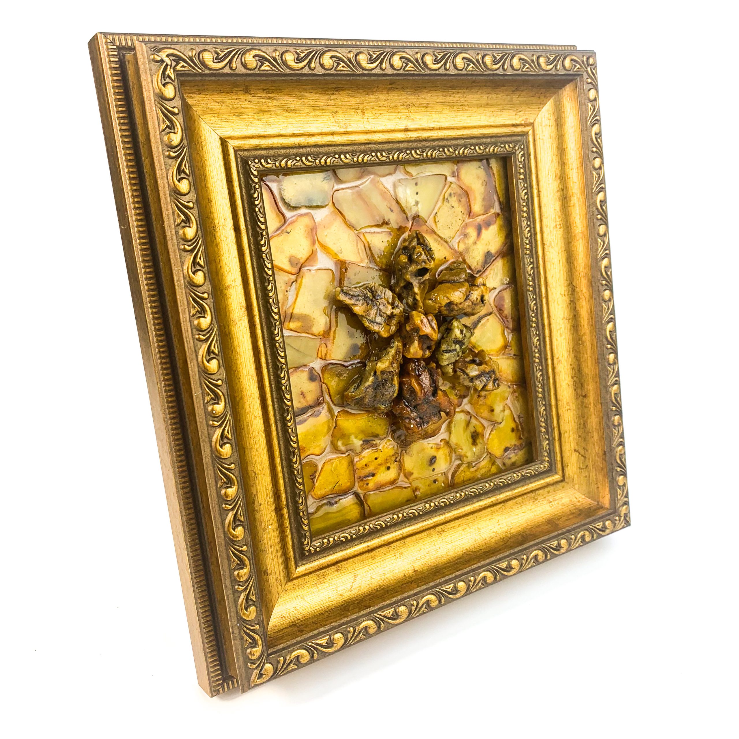 Handmade Baltic Amber Painting | Burnt Icarus Amber Wall Art