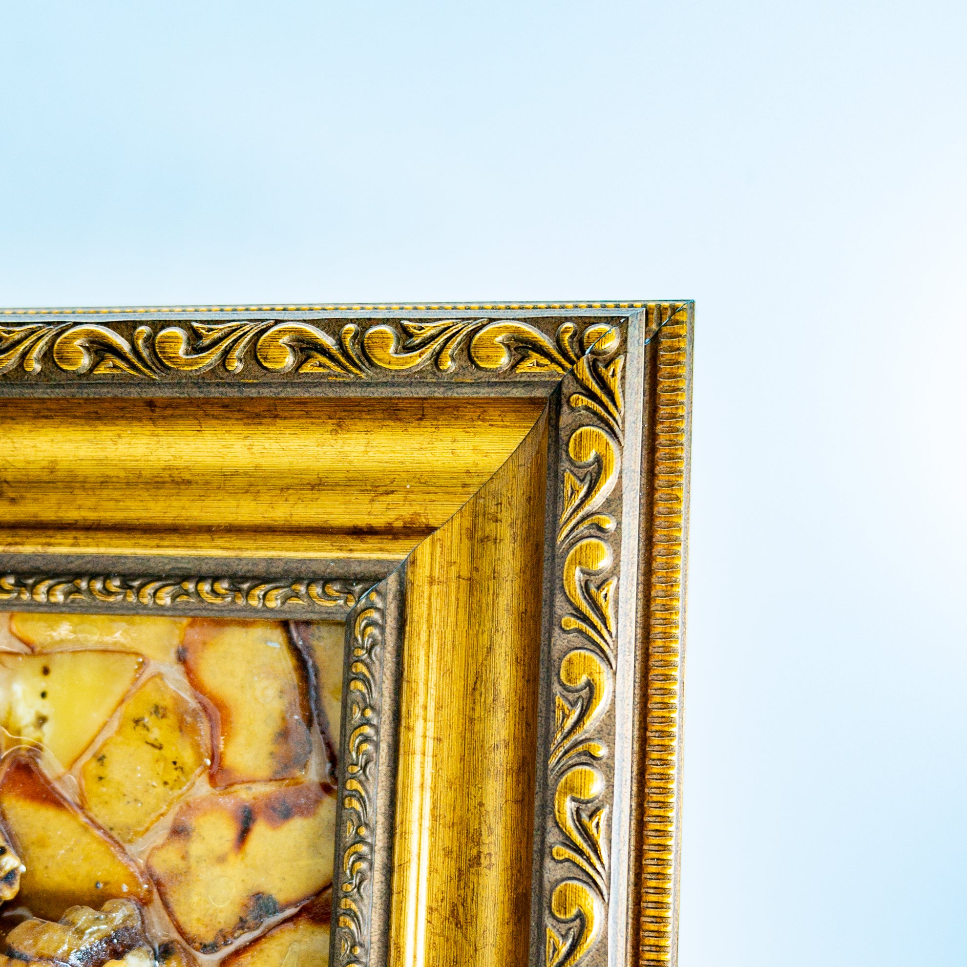 Handmade Baltic Amber Painting | Burnt Icarus Amber Wall Art