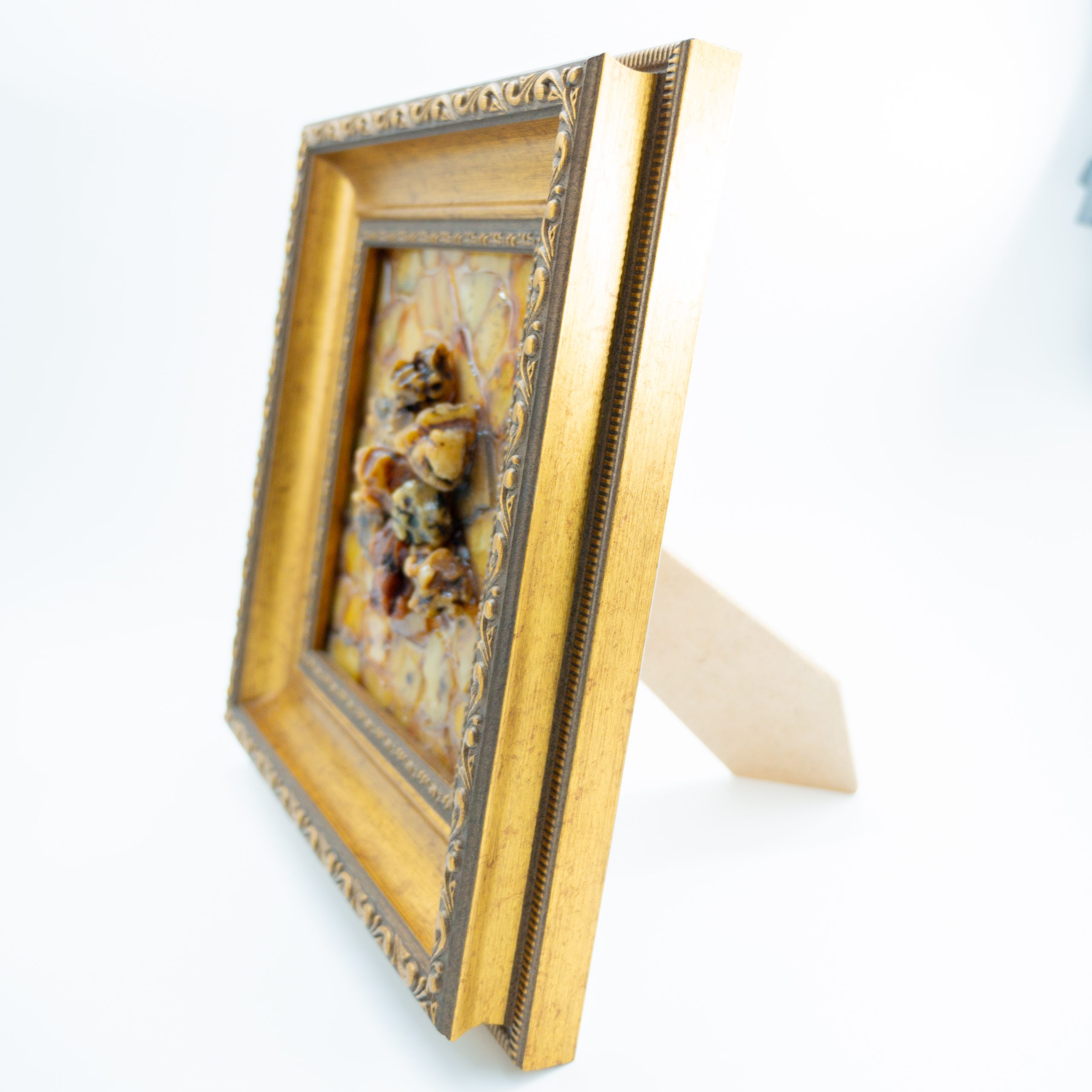 Handmade Baltic Amber Painting | Burnt Icarus Amber Wall Art