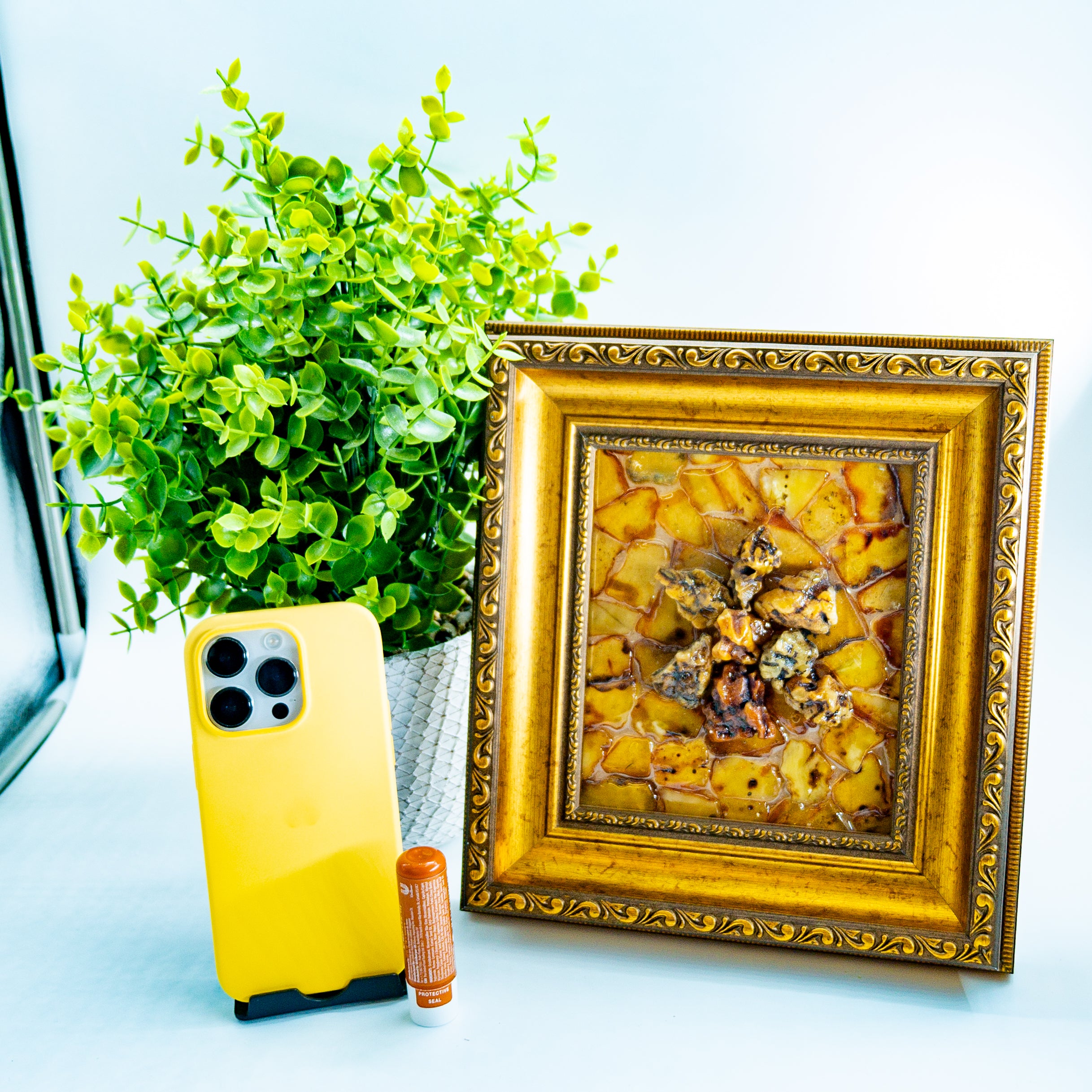 Handmade Baltic Amber Painting | Burnt Icarus Amber Wall Art