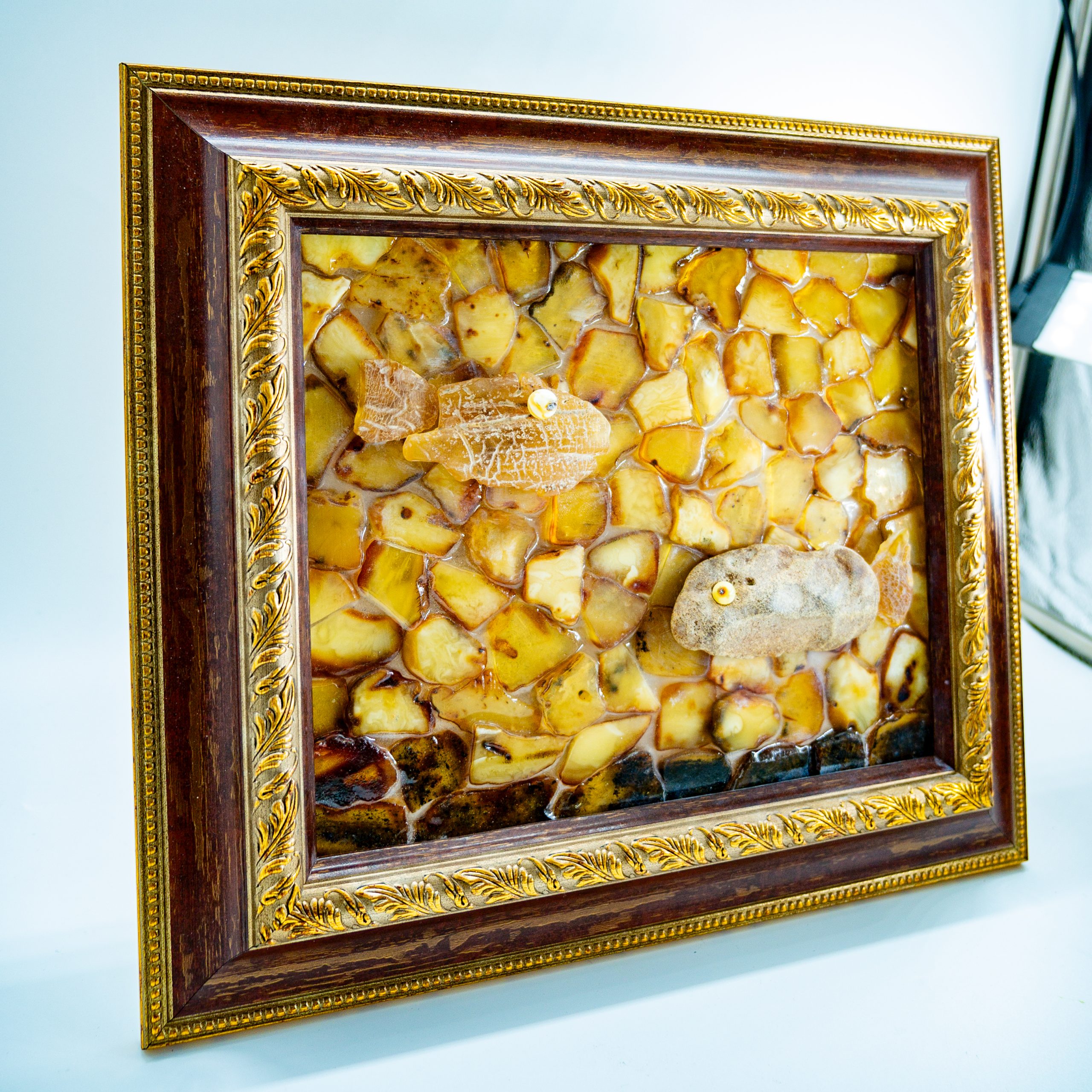 Amber Wall Art Fish | Handmade Baltic Amber Picture by KIZIMA USA