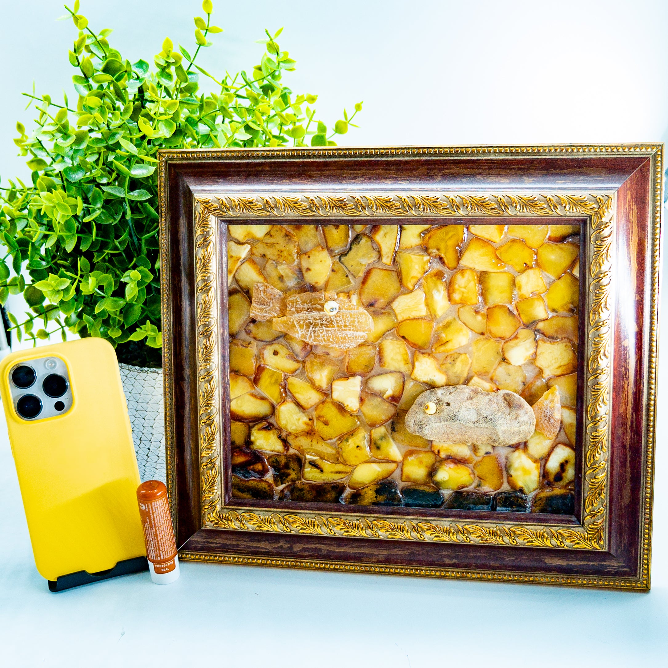 Amber Wall Art Fish | Handmade Baltic Amber Picture by KIZIMA USA