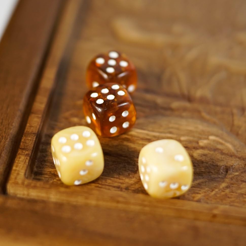 USA Handmade Board Game Backgammon made of Amber and resin in a Wooden case hunters at a halt KIZIMA