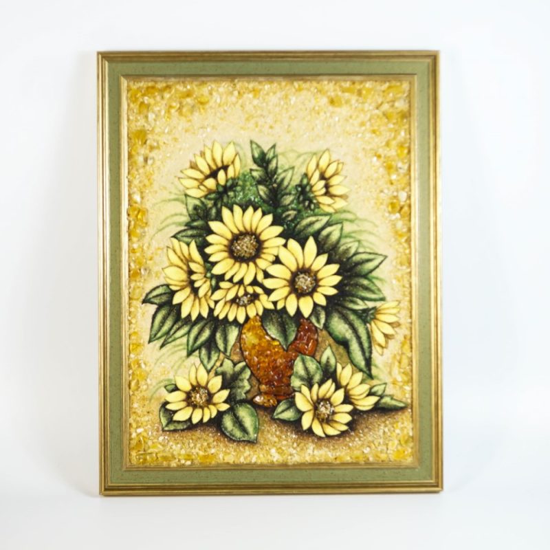 KIZIMA Amber Wall Art – Sunflowers Handmade Decor