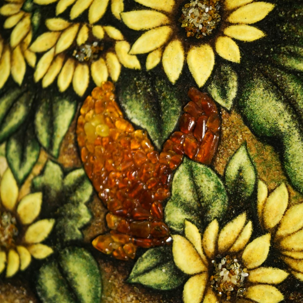 KIZIMA Amber Wall Art – Sunflowers Handmade Decor