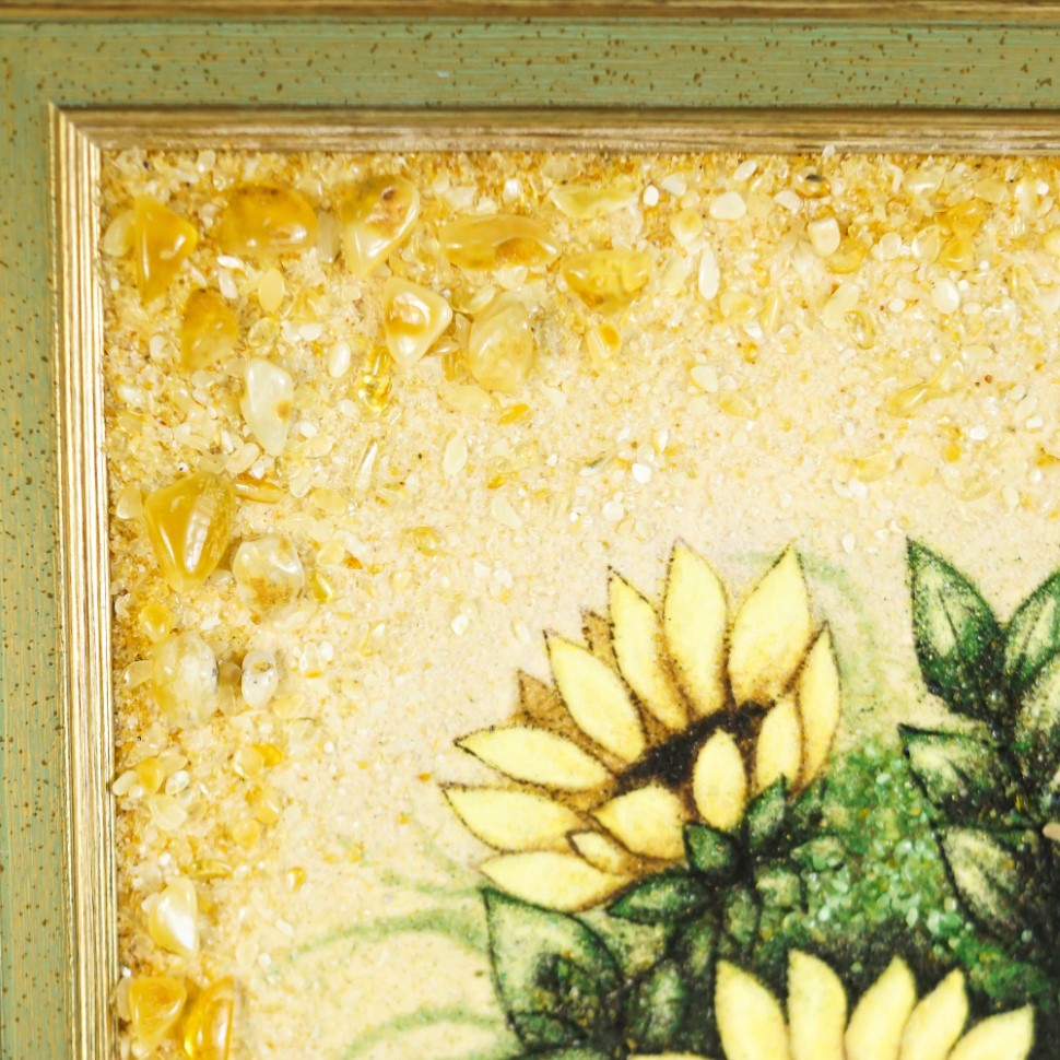 KIZIMA Amber Wall Art – Sunflowers Handmade Decor