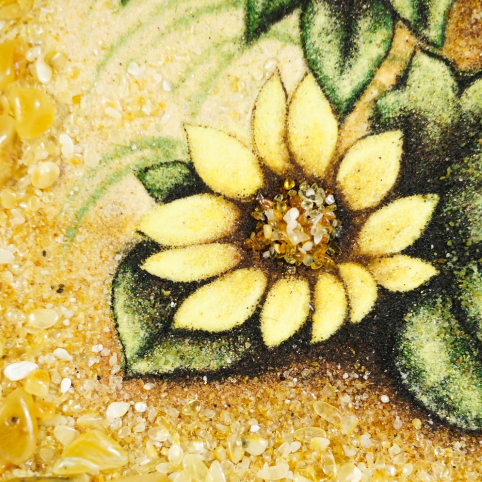 KIZIMA Amber Wall Art – Sunflowers Handmade Decor
