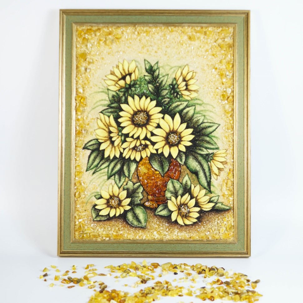 KIZIMA Amber Wall Art – Sunflowers Handmade Decor