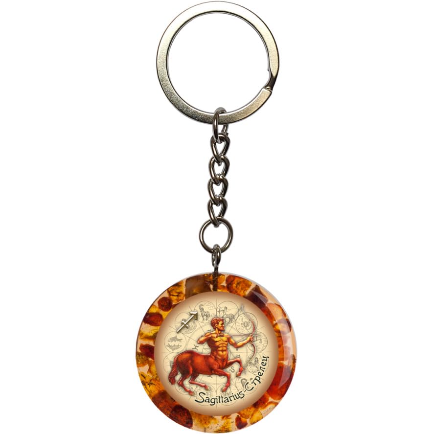 KIZIMA USA Handmade Baltic Amber Keychain Sagittarius zodiac sign Gift 2026, a gift from New York